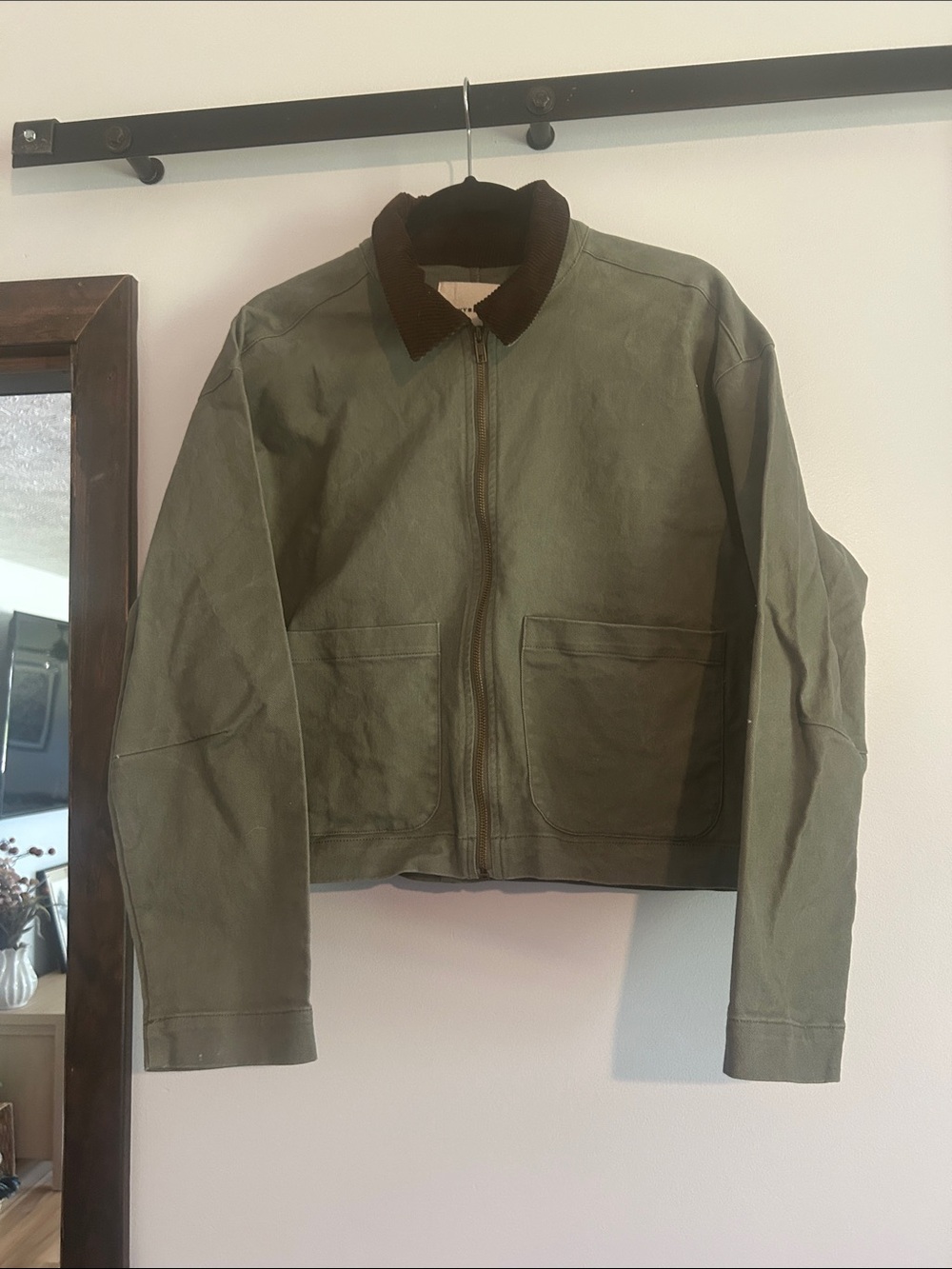 Lucky Brand Women’s Olive Green Cotton Zip-Front Barn Jacket